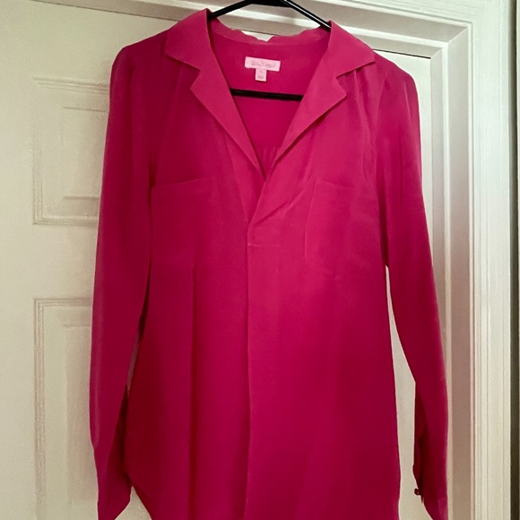 Lilly Pulitzer Tops - Lilly Pulitzer - Silk Fuchsia Blouse - Size Small